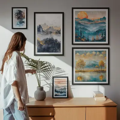 Framed photo set Mountain landscapes and portraits