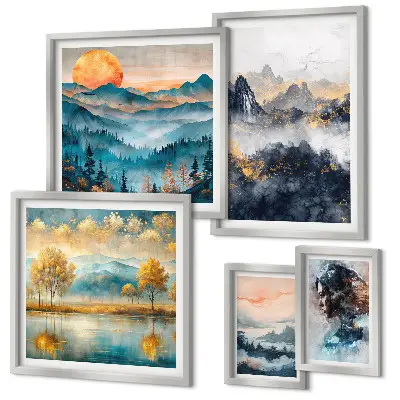 Framed photo set Mountain landscapes and portraits
