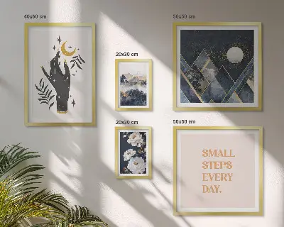 Set of 5 wall art pieces Boho style with nature and messages