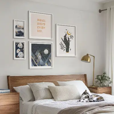 Set of 5 wall art pieces Boho style with nature and messages