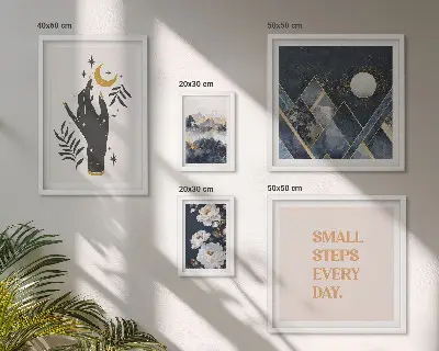 Set of 5 wall art pieces Boho style with nature and messages