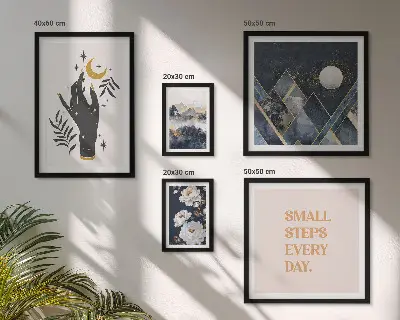 Set of 5 wall art pieces Boho style with nature and messages
