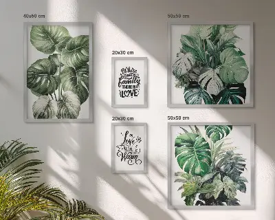 Gallery wall boho plant motifs and quotes
