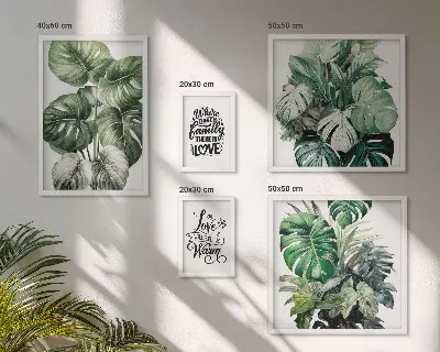 Gallery wall Plant motifs boho quotes
