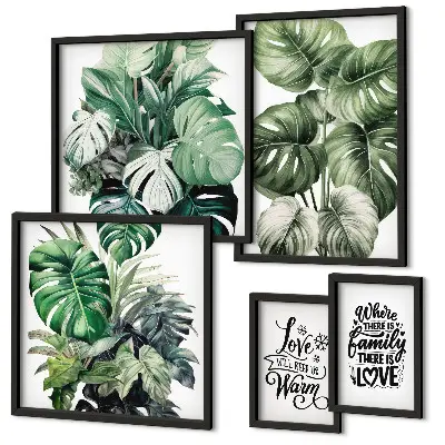 Gallery wall Plant motifs boho quotes