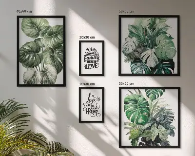 Gallery wall boho plant motifs and quotes