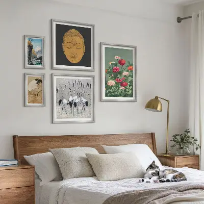 Framed photo set Asian landscapes flowers