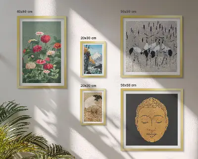 Framed photo set Asian landscapes flowers