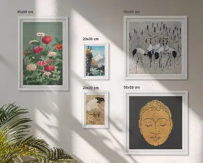 Framed photo set Asian landscapes flowers