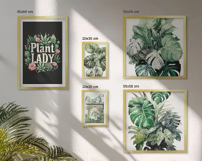 Gallery wall Plant boho accents of green