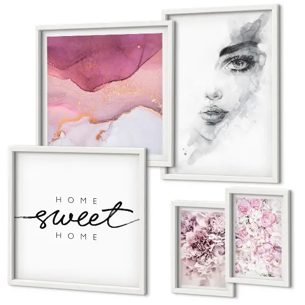 Framed photo set Women's portraits, flowers, pastel