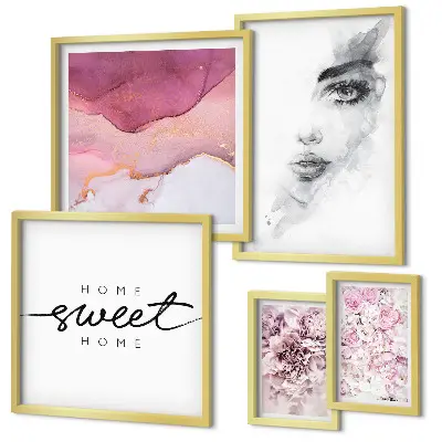 Framed photo set Women's portraits, flowers, pastel