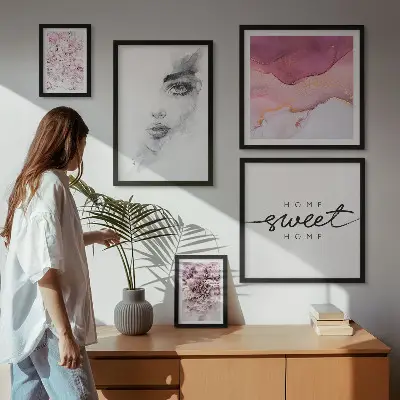 Framed photo set Women's portraits, flowers, pastel