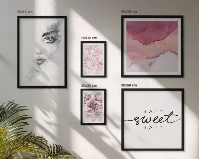 Framed photo set Women's portraits, flowers, pastel