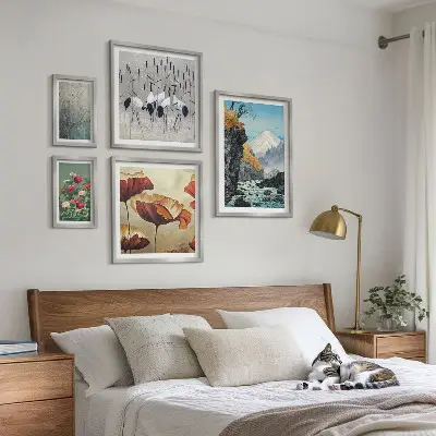 Set of 5 wall art pieces Landscapes with flowers and mountains