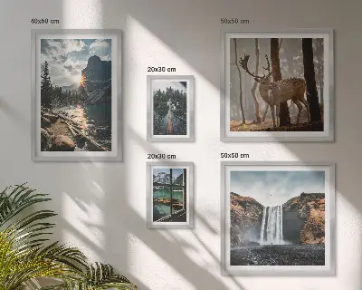 5 Piece Nature Landscape Wall Art Set featuring waterfalls and fauna