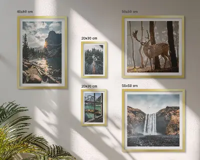 Set of 5 wall art pieces Landscapes nature waterfalls fauna
