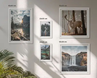5 Piece Nature Landscape Wall Art Set featuring waterfalls and fauna