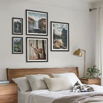 Set of 5 wall art pieces Landscapes nature waterfalls fauna