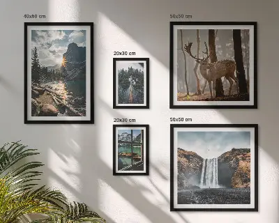 5 Piece Nature Landscape Wall Art Set featuring waterfalls and fauna
