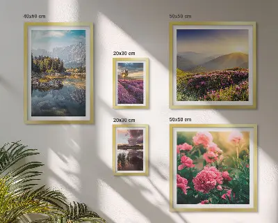Set of 5 wall art pieces Landscapes nature flowers mountains