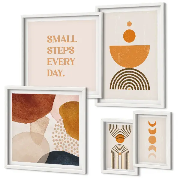 Gallery wall Stylish graphics in earthy tones