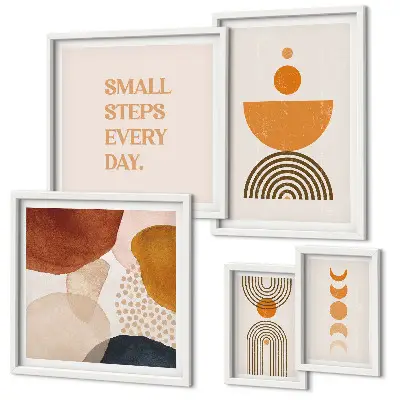 Gallery wall Stylish graphics in earthy tones