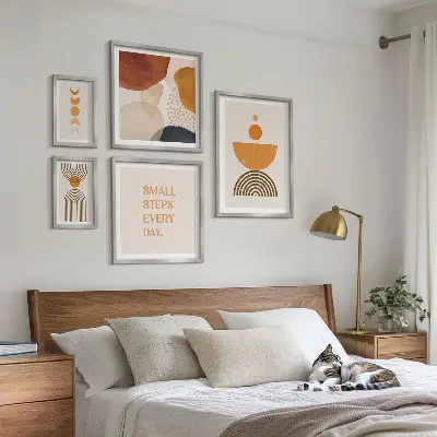 Gallery wall Stylish graphics in earthy tones