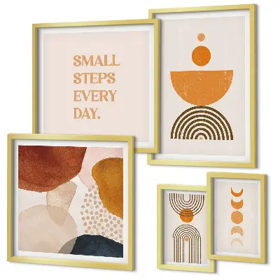 Gallery wall Stylish graphics in earthy tones