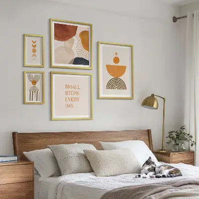 Gallery wall Stylish graphics in earthy tones