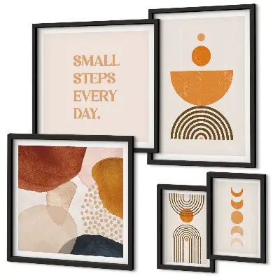 Gallery wall Stylish graphics in earthy tones