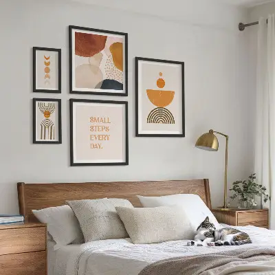 Gallery wall Stylish graphics in earthy tones