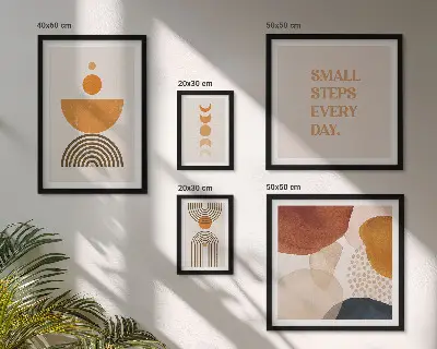 Gallery wall Stylish graphics in earthy tones