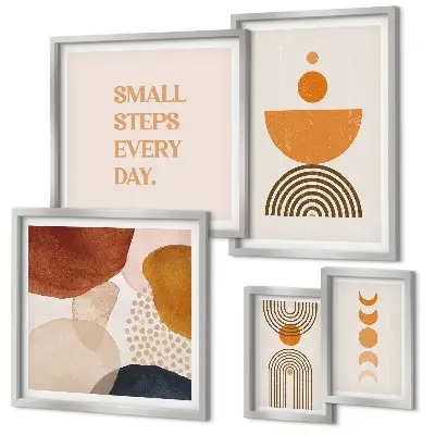 Gallery wall Stylish graphics in earthy tones