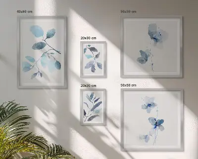 Framed photo set Blue plant accents