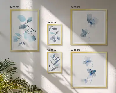 Framed photo set with blue plant accents