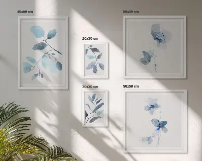 Framed photo set Blue plant accents