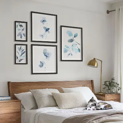 Framed photo set Blue plant accents