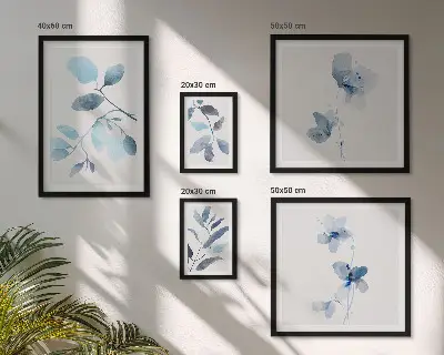 Framed photo set Blue plant accents