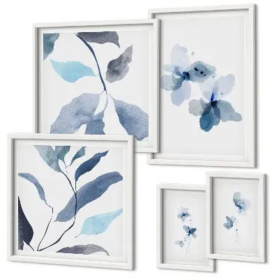 Stylish watercolor flowers wall art set of 5 pieces