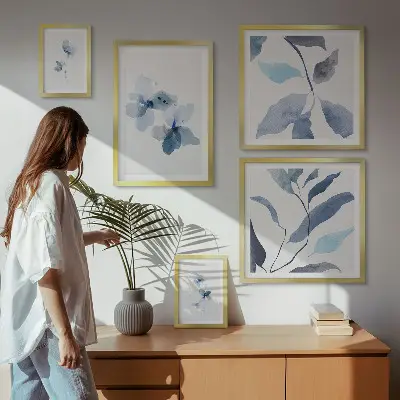 Stylish watercolor flowers wall art set of 5 pieces