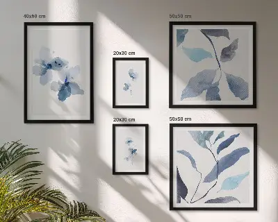 Set of 5 wall art pieces Stylish watercolor flowers
