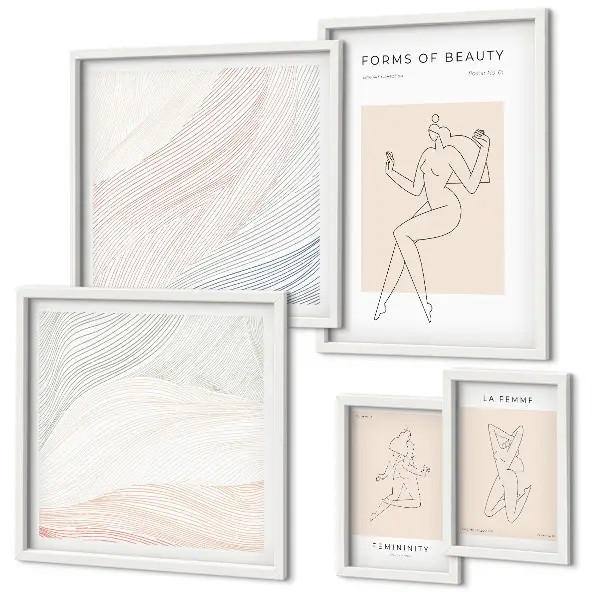 Framed photo set Forms of beauty, silhouette lines