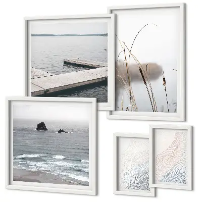 Set of 5 wall art pieces Minimalist seascapes