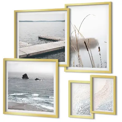 Set of 5 wall art pieces Minimalist seascapes