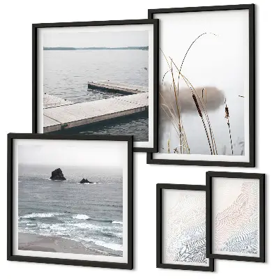 Set of 5 wall art pieces Minimalist seascapes