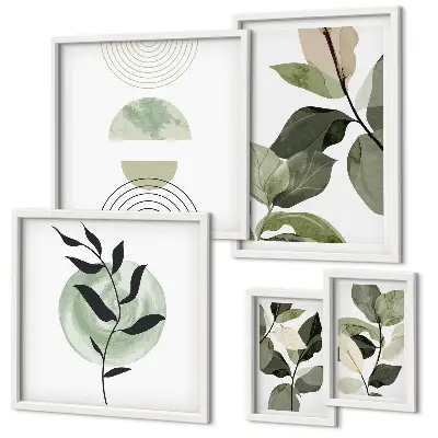 Framed photo set Scandinavian plant motifs