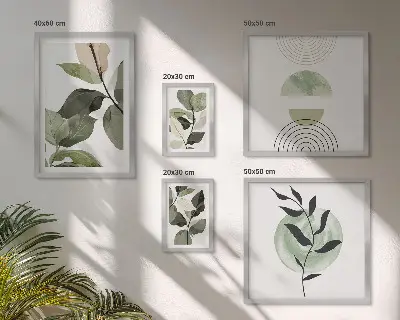 Framed photo set Scandinavian plant motifs