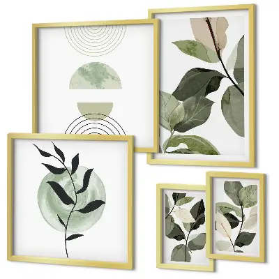 Framed photo set Scandinavian plant motifs