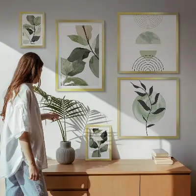 Framed photo set Scandinavian plant motifs